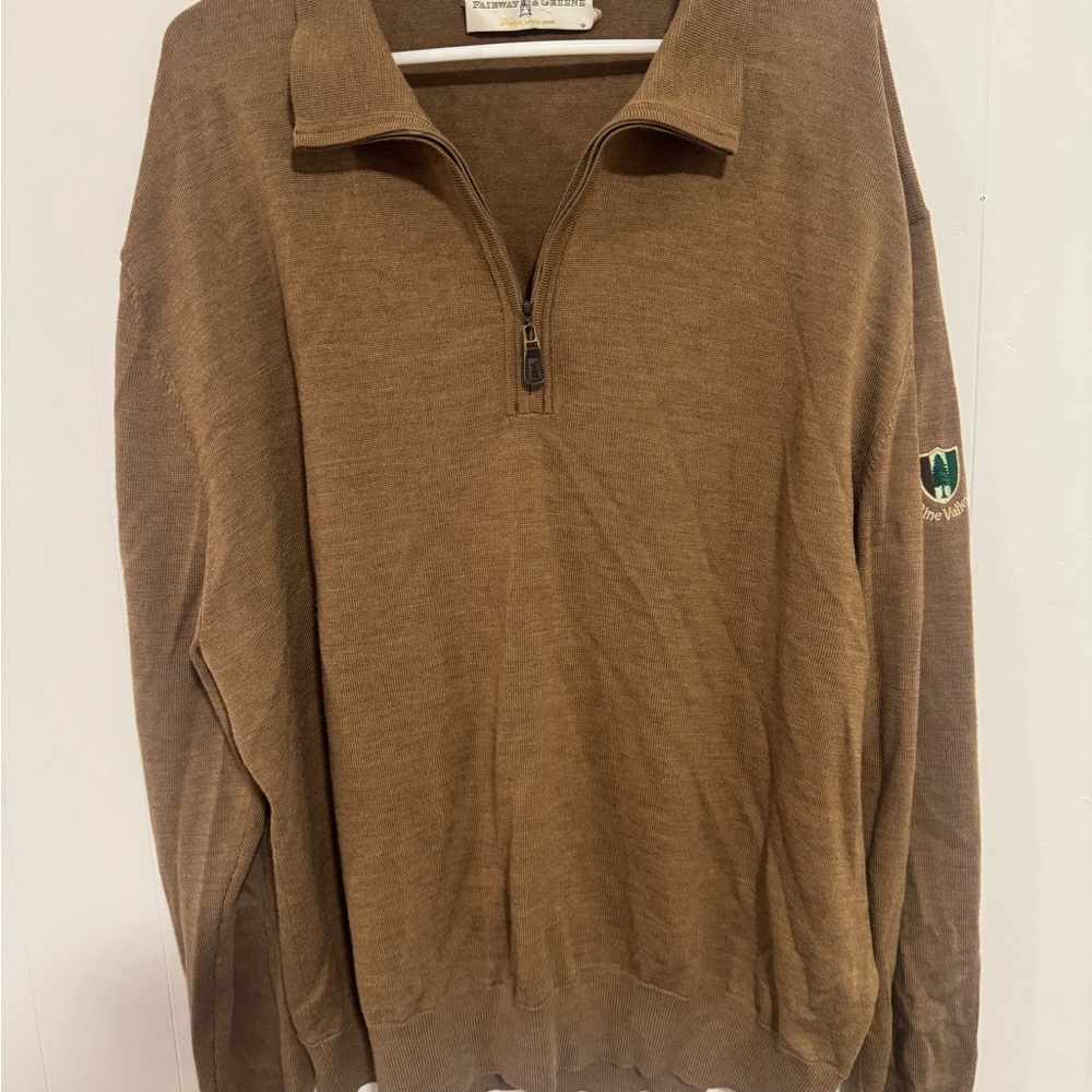 Fairway & Greene Men's Tan Zip-Up Sweater